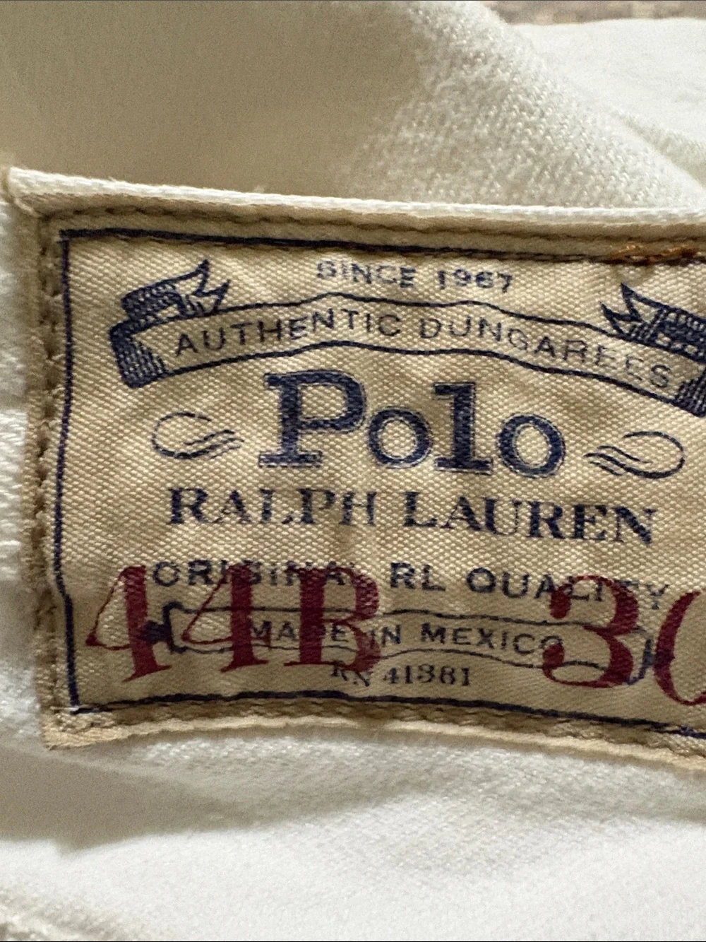 Polo Ralph Lauren Hampton straight Hudson white denim. 44/30
